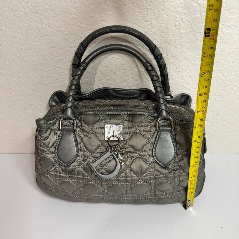 Christian Dior Vintage Iconic Cannage Lady Boston Bag in Metallic Grey - Picture 3 of 16